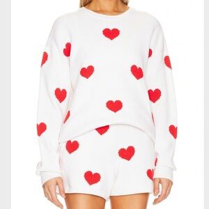 NWT SMYM ‘Go To Sweater & Boardwalk Shorts’ Set ~ in Tossed Heart Knit Red ❤️